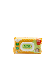 БОЧКО Памук и Невен Мокри кърпи с капак, 84бр