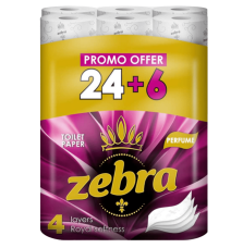 Тоалетна хартия Zebra Parfume, 4 пласта, 30 ролки