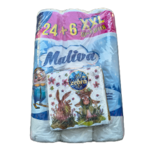 Тоалетна хартия МАЛИВА 24+6 бр