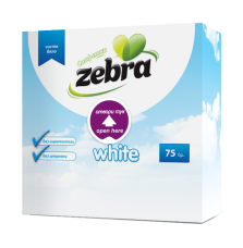 Салфетки бели Zebra 33X33, 75 броя