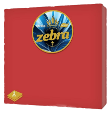 Салфетки цветни Zebra Deluxe Red 33X33, 35 броя