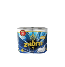 Тоалетна хартия Зебра уайт мега 4пл 4бр 