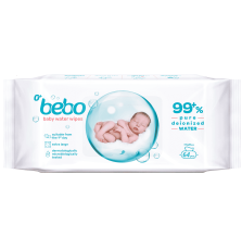 БЕБО Влажни кърпички за новородено с капак, 64бр