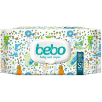 БЕБО Влажни кърпички с екстракт от алое вера с капак, 72бр