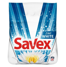 САВЕКС Пауър Прах за пране 2 IN 1 WHITE 20 пранета, 2 кг.